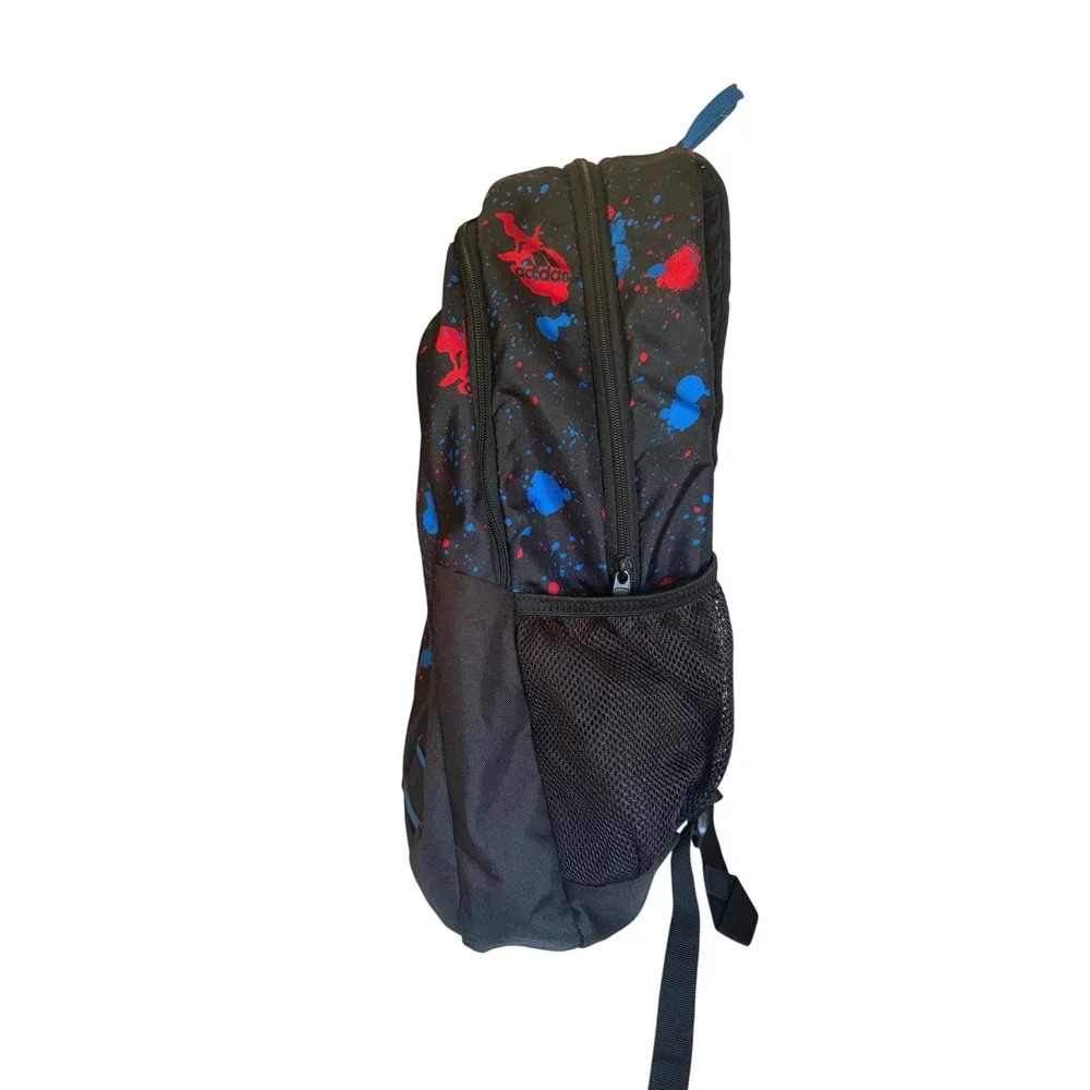 Adidas Young Creator Backpack Black Blue Red Paint Splatter Logo School Bag
